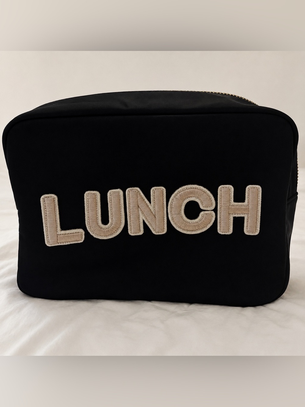 Stoney Clover Lane LUNCH Black Large Nylon Zip Pouch Bag Like New